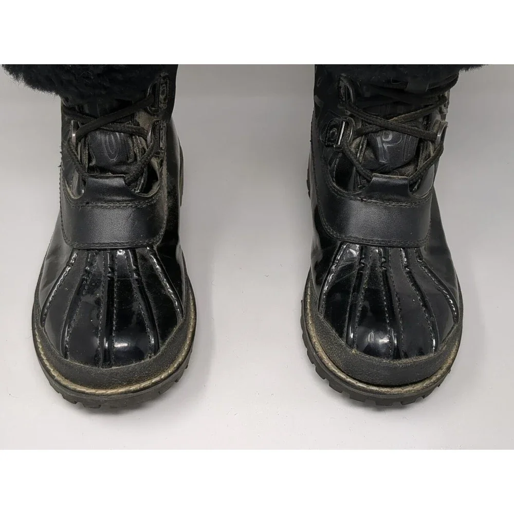 Coach Leonora Black Faux Fur Lace-Up Snow Winter Boots Signature Size 6 B Y2K‎
